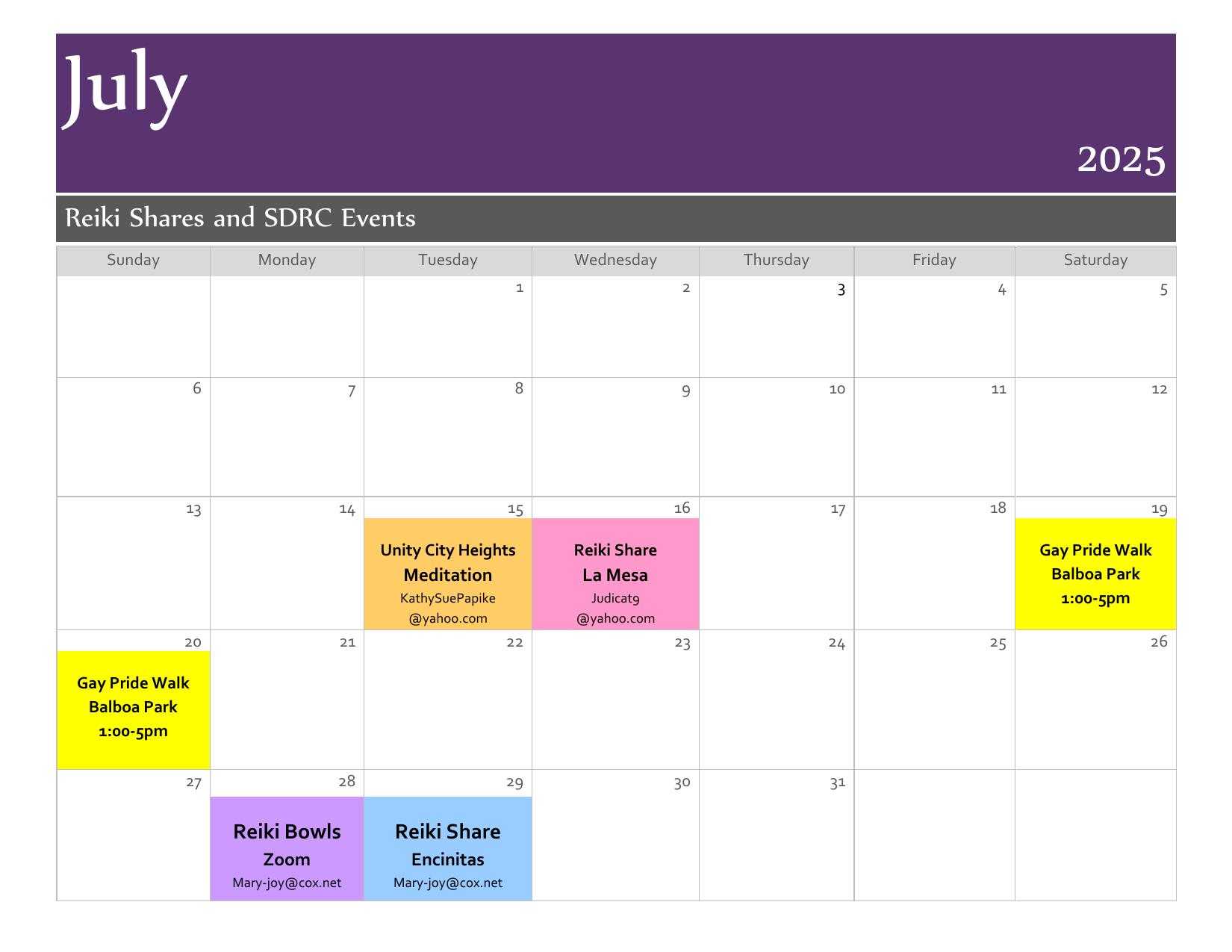 July 2025 calendar