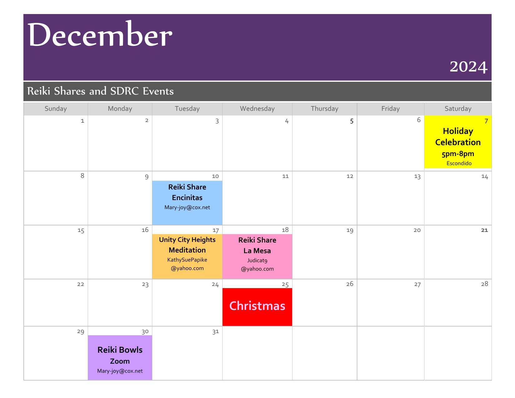 December 2024 calendar